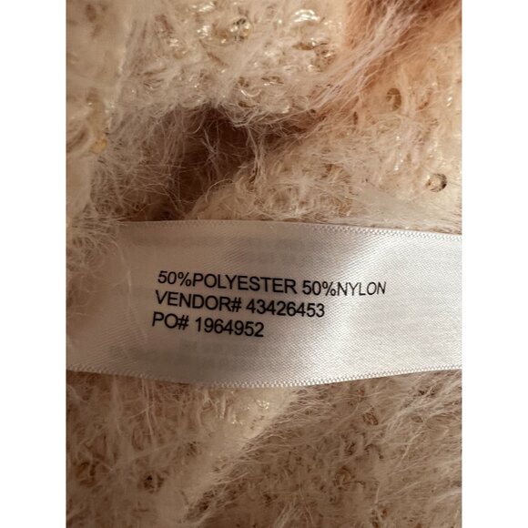 Broadway 38 Women's XL Fluffy Sequin Knit Sweater Peach/Pink Long Sleeve - Picture 5 of 6